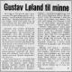 Gustav Løland (1890-1983) - Nekrolog i Agder den 10. august 1983