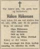 Håkon Håkonsen (1939-1960) - Dødsannonse i Fædrelandsvennen den 22. oktober 1960 Håkon Håkonsen (1939-1960) - Dødsannonse i Fædrelandsvennen den 22. oktober 1960