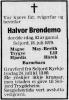 Halvor Brendemo (1896-1979) - Dødsannonse i Vårt Land den 21. juli 1979