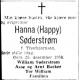 Hanna (Happy) Søderstrøm, født Torbjørnsen (1897-1958) - Dødsannonse i Aftenposten den 27. desember 1958