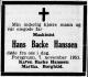 Hans Backe Hansen (1880-1951) - Dødsannonse i Porsgrunns Dagblad, torsdag 8. november 1951 Hans Backe Hansen (1880-1951) - Dødsannonse i Porsgrunns Dagblad, torsdag 8. november 1951
