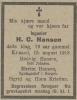 Hans Christian Hansen (1839-1918) - Dødsannonse i Fædrelandsvennen den 17. august 1918