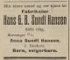 Hans Gabriel Buchholm Sundt Hansen (1851-1920) - Dødsannonse i Morgenbladet den 4. februar 1920 Hans Gabriel Buchholm Sundt Hansen (1851-1920) - Dødsannonse i Morgenbladet den 4. februar 1920
