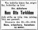 Hans Otto Torkildsen (1845-1919) - Dødsannonse i Aftenposten, mandag 29. desember 1919