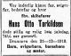 Hans Otto Torkildsen (1845-1919) - Dødsannonse i Aftenposten, mandag 29. desember 1919 Hans Otto Torkildsen (1845-1919) - Dødsannonse i Aftenposten, mandag 29. desember 1919