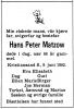 Hans Peter Matzow (1914-1982) - Dødsannonse i Adresseavisen den 16. juni 1982