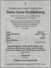 Hans Saxe Kjeldsberg (1919-2012) - Dødsannonse i Altaposten den 3. juli 2012