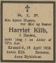 Harriet Kilb, født Hansen (1842-1915) - Dødsannonse i Fædrelandsvennen den 16. april 1915 Harriet Kilb, født Hansen (1842-1915) - Dødsannonse i Fædrelandsvennen den 16. april 1915