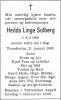 Hedda Linge Solberg (1908-1985) - Dødsannonse i Adresseavisen den 2. februar 1985