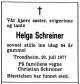 Helga Schreiner (1913-1977) - Dødsannonse i Adresseavisen, mandag 25. juli 1977