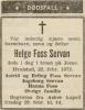 Helge Foss Servan (1952-1972) - Dødsannonse Helge Foss Servan (1952-1972) - Dødsannonse