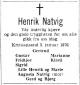 Henrik Natvig (1915-1976) - Dødsannonse i Aftenposten den 5. januar 1976 Henrik Natvig (1915-1976) - Dødsannonse i Aftenposten den 5. januar 1976