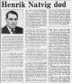 Henrik Natvig (1915-1976) - Nekrolog i Fædrelandsvennen den 5. januar 1976 Henrik Natvig (1915-1976) - Nekrolog i Fædrelandsvennen den 5. januar 1976