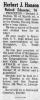 Herbert Johan Hanson (1890-1967) - Obituary (The Boston Globe, Boston, Massachusetts, Friday, December 29, 1967) Herbert Johan Hanson (1890-1967) - Obituary (The Boston Globe, Boston, Massachusetts, Friday, December 29, 1967)
