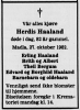 Herdis Haaland, født Mæland (1900-1982) - Dødsannonse i Stavanger Aftenblad, fredag 29. oktober 1982 Herdis Haaland, født Mæland (1900-1982) - Dødsannonse i Stavanger Aftenblad, fredag 29. oktober 1982