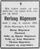 Herlaug Haagensen (1895-1952) - Dødsannonse i Nordlandsposten, torsdag 7. august 1952