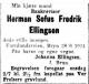 Herman Sofus Fredrik Ellingsen (1864-1924) - Dødsannonse i Aftenposten den 1. juli 1924