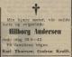 Hilborg Andersen, født Thoresen (1882-1942) - Dødsannonse i Kragerø Blad den 21. mai 1942