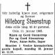 Hilleborg Steenstrup, født Hansen (1880-1965) - Dødsannonse i Aftenposten den 12. januar 1965