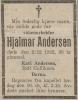 Hjalmar Andersen (1893-1932) - Dødsannonse i Fremtiden den 8. desember 1932 Hjalmar Andersen (1893-1932) - Dødsannonse i Fremtiden den 8. desember 1932