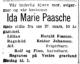 Ida Marie Paasche (1886-1936) - Dødsannonse i Aftenposten, mandag 30. mars 1936