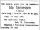 Ida Marie Tønnessen, født Stray (1859-1941) - Dødsannonse i Aftenposten, lørdag 17. mai 1941