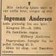 Ingemar Andersen (1874-1934) - Dødsannonse i Vestmar den 29. juni 1934