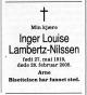 Inger Louise Lambertz-Nilssen, født Isachsen (1919-2005) - Dødsannonse i Aftenposten den 10. mars 2005