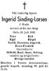 Ingerid Sinding-Larsen, født Rude (1900-1985) - Dødsannonse i Aftenposten, lørdag 27. juli 1985