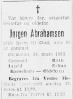 Jørgen Abrahamsen (1862-1958) - Dødsannonse i Grimstad Adressetidende den 18. mars 1958 Jørgen Abrahamsen (1862-1958) - Dødsannonse i Grimstad Adressetidende den 18. mars 1958