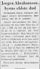 Jørgen Abrahamsen (1862-1958) - Nekrolog i Grimstad Adressetidende den 18. mars 1958 Jørgen Abrahamsen (1862-1958) - Nekrolog i Grimstad Adressetidende den 18. mars 1958