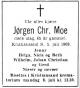 Jørgen Christiansen Moe (1902-1968) - Dødsannonse i Aftenposten den 8. juli 1968