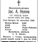 Jacob Andersen Honne (1884-1968) - Dødsannonse i Aftenposten, lørdag 28. desember 1968 Jacob Andersen Honne (1884-1968) - Dødsannonse i Aftenposten, lørdag 28. desember 1968