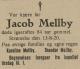 Jacob Mellby (1835-1920) - Dødsannonse i Agderposten, mandag 16. august 1920 Jacob Mellby (1835-1920) - Dødsannonse i Agderposten, mandag 16. august 1920