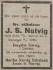 Jacob Severin Natvig (1846-1929) - Dødsannonse i Stavangeren, mandag 28. januar 1929 Jacob Severin Natvig (1846-1929) - Dødsannonse i Stavangeren, mandag 28. januar 1929