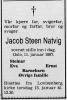 Jacob Steen Natvig (1904-1987) - Dødsannonse i Arbeiderbladet, tirsdag 13. januar 1987