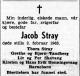 Jacob Stray (1889-1963) - Dødsannonse i Morgenbladet, torsdag 7. februar 1963