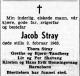 Jacob Stray (1889-1963) - Dødsannonse i Morgenbladet, torsdag 7. februar 1963 Jacob Stray (1889-1963) - Dødsannonse i Morgenbladet, torsdag 7. februar 1963