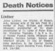 Jenny Lindner (Born Kloster, 1887-1871) - Death Notice in Chicago Tribune on the 14th of January 1971