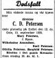 Jens Christopher Delphin Petersen (1858-1936) - Dødsannonse i Aftenposten, tirsdag 17. september 1935