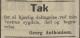 Jensine Dorothea Anthonisen (f. Pedersdatter, 1869-1919) - Takk for deltagelse - Annonse i Jarlsberg og Larviks Amtstidende den 5. mars 1919 Jensine Dorothea Anthonisen (f. Pedersdatter, 1869-1919) - Takk for deltagelse - Annonse i Jarlsberg og Larviks Amtstidende den 5. mars 1919