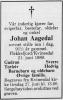 Johan Aagedal (1897-1989) - Dødsannonse i Agder den 23. juni 1989