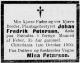 Johan Fredrik Petersen (1865-1901) - Dødsannonse i Morgenbladet den 2. oktober 1900