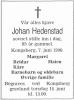 Johan Hedenstad (1905-1990) - Dødsannonse i Drammens Tidende og Buskeruds blad den 9. juni 1990 Johan Hedenstad (1905-1990) - Dødsannonse i Drammens Tidende og Buskeruds blad den 9. juni 1990
