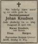 Johan Knudsen (1874-1923) - Dødsannonse i Norges Handels og Sjøfartstidende, mandag 30. april 1923