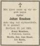 Johan Knudsen (1916-1951) - Dødsannonse i Nordlys den 27. juli 1951