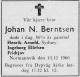 Johan Nicolai Berntsen (1880-1966) - Dødsannonse i Tvedestrandsposten, onsdag 14. desember 1966