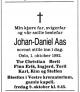 Johan-Daniel Aas (1906-1992) - Dødsannonse i Aftenposten, mandag 5. oktober 1992