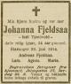 Johanna Fjeldsaa, født Tjensvold (1859-1914) - Dødsannonse i Stavanger Aftenblad, torsdag 25. juni 1914 Johanna Fjeldsaa, født Tjensvold (1859-1914) - Dødsannonse i Stavanger Aftenblad, torsdag 25. juni 1914