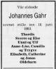 Johannes Gahr (1895-1983) - Dødsannonse i Arbeiderbladet, mandag 20. juni 1983 Johannes Gahr (1895-1983) - Dødsannonse i Arbeiderbladet, mandag 20. juni 1983
